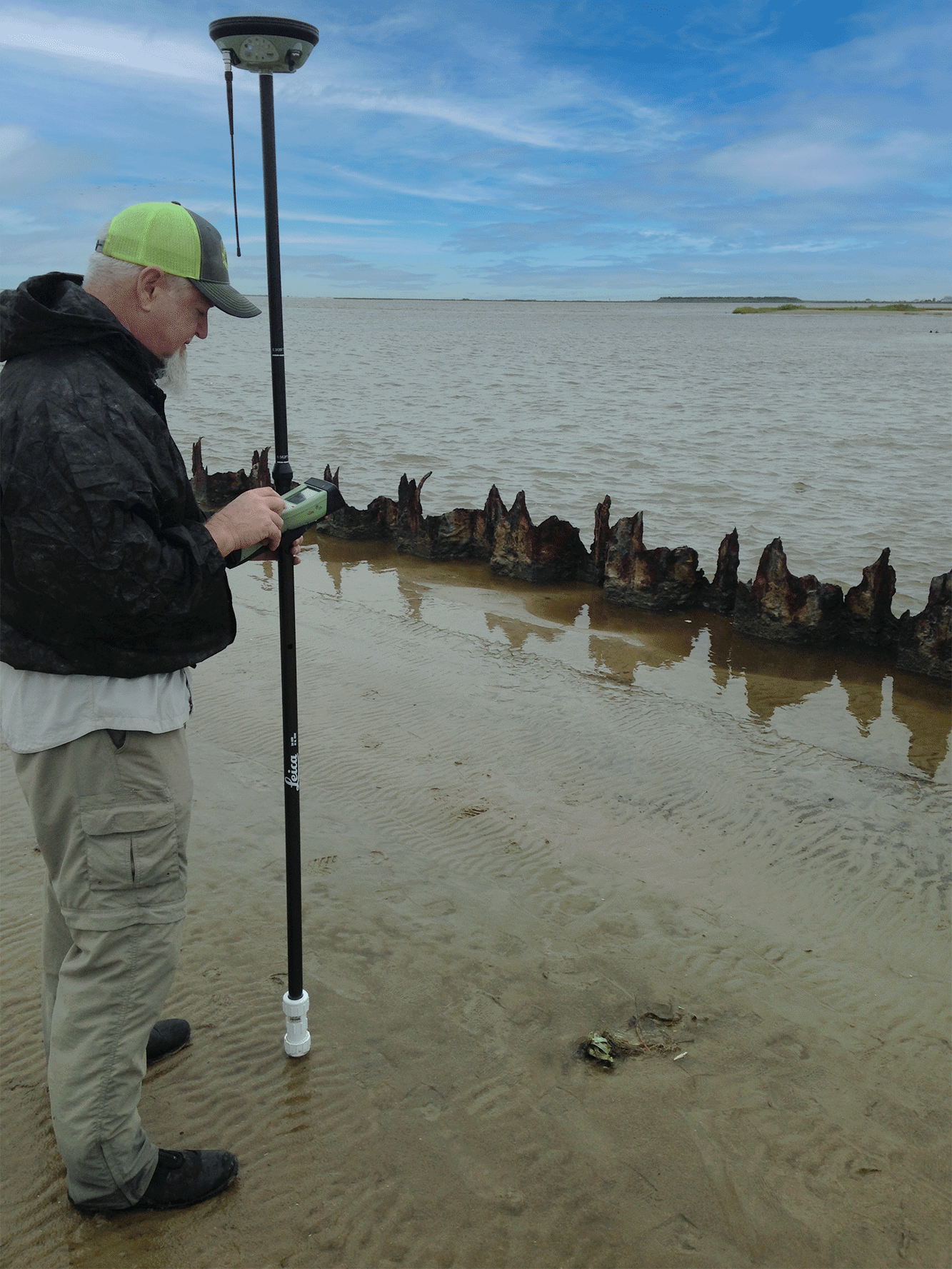 glo staff conducting coastal boundary survey