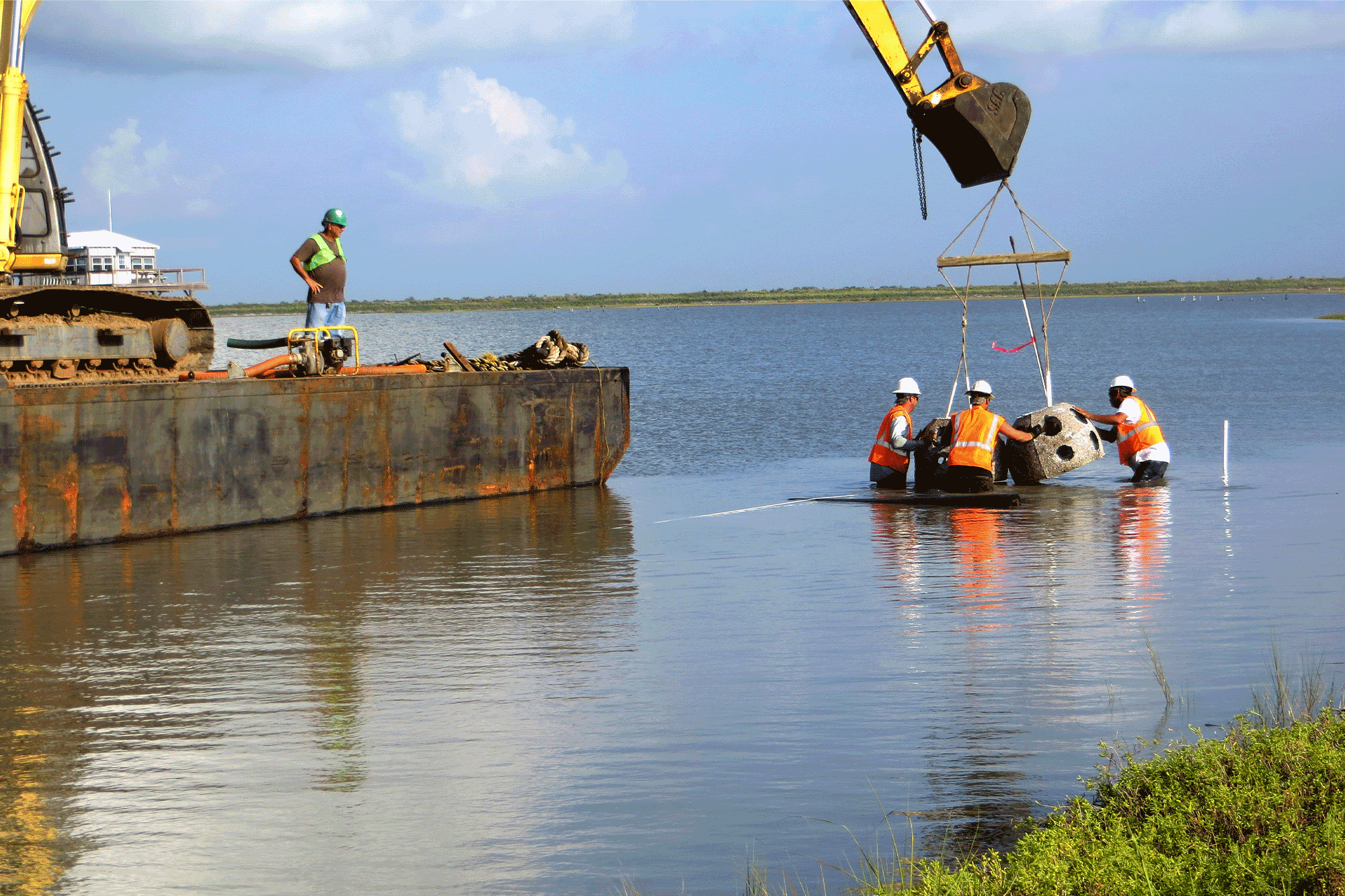 reef ball installation on coast